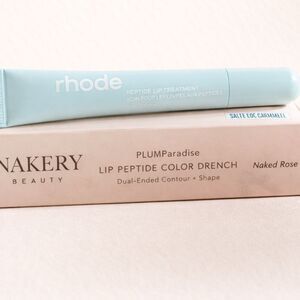Rhode Salted Caramel + Nakery Naked Rose Liner/Lip Color Peptide Lip Bundle NEW